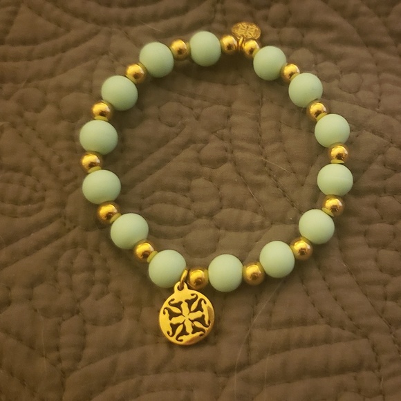 Rustic Cuff - Mint & Gold Stack - Picture 2 of 4